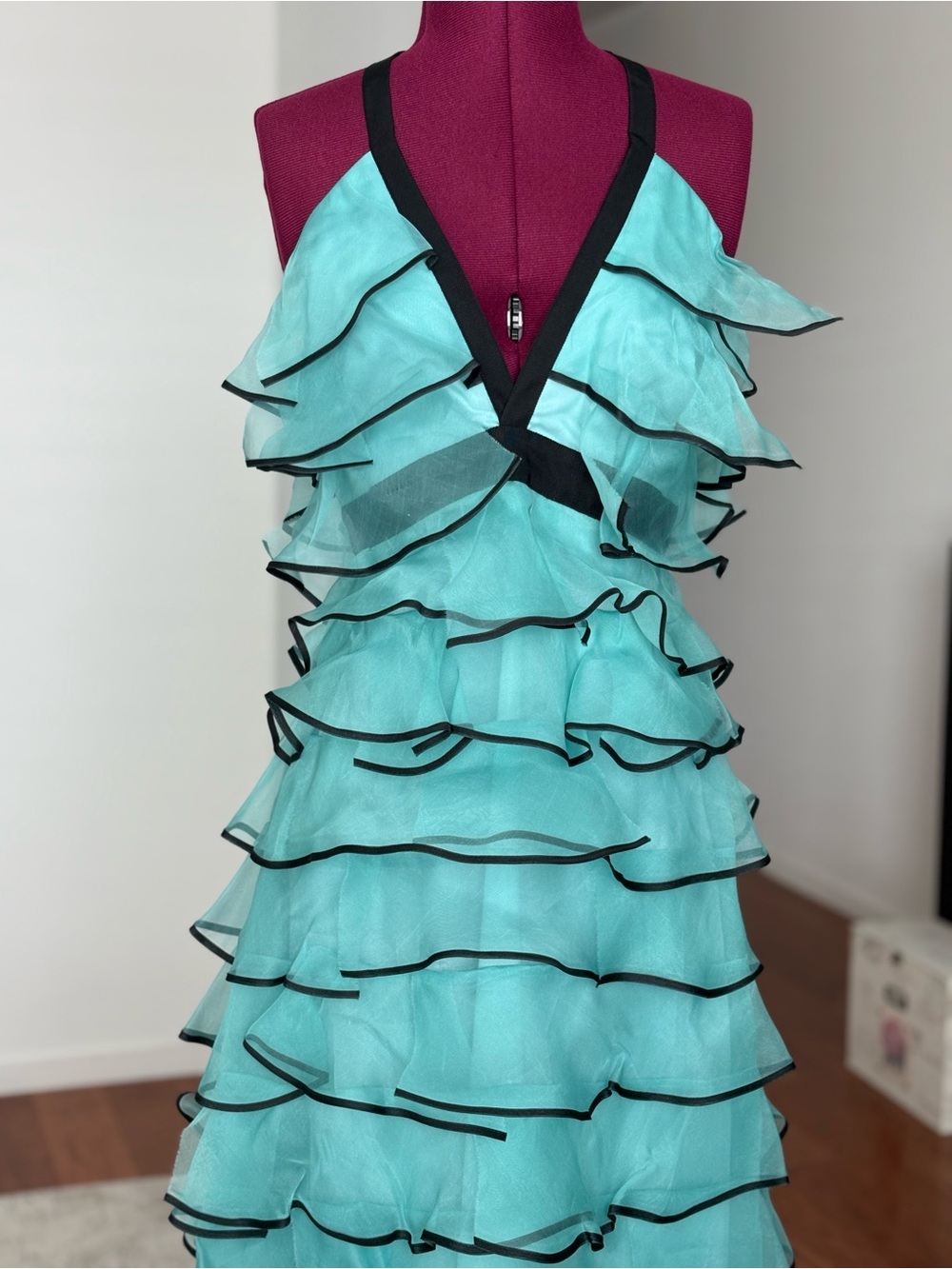 NWT LOTTIE TEAL Sachin and Babi exclusive NM Silk ORGANZA Gown SZ 8 $795 MSRP - Picture 8 of 10